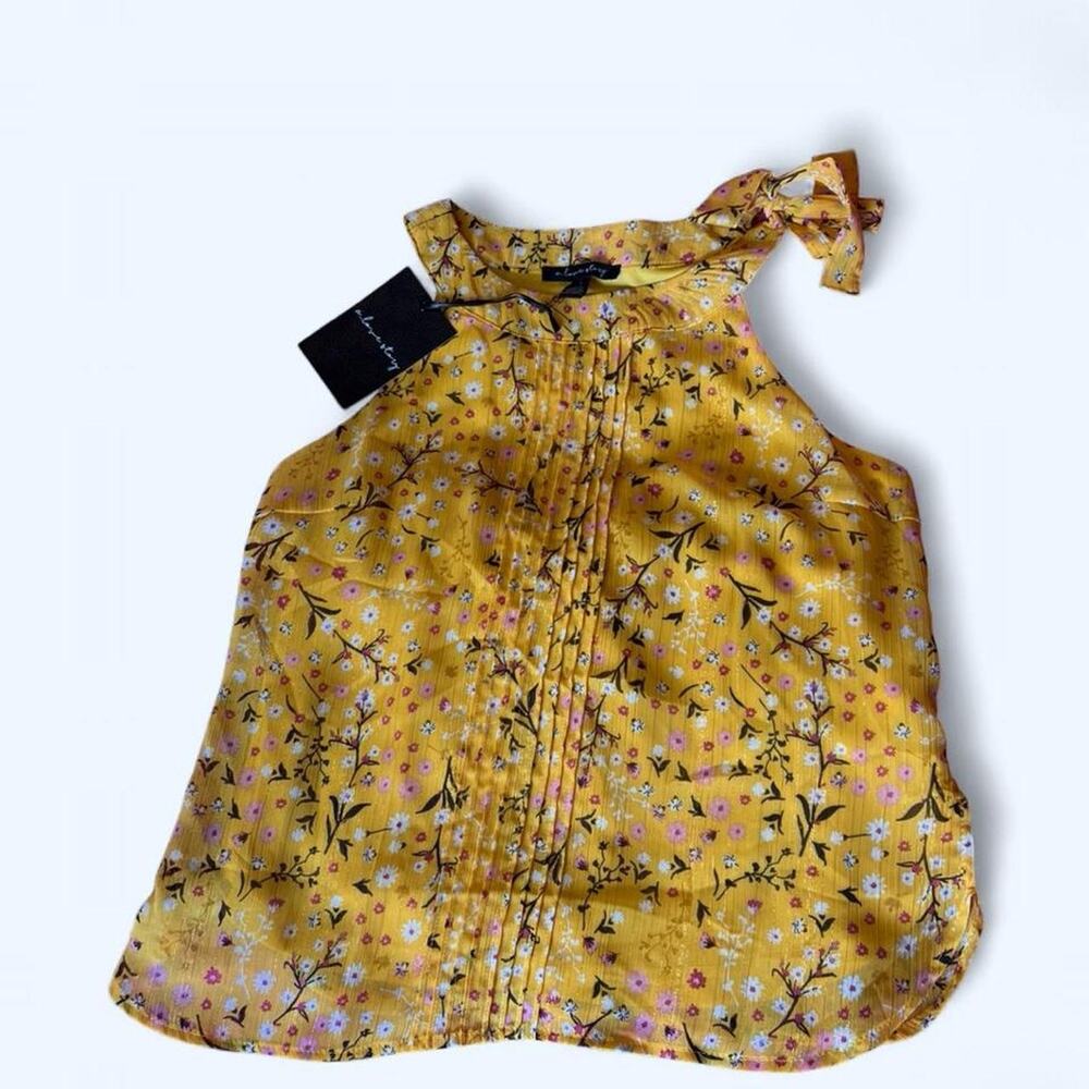 Yellow floral halter top with